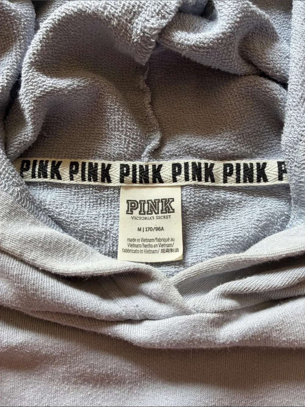 Victoria's Secret Light Gray Hooded Lace-Up Sleeve Crop Sweatshirt